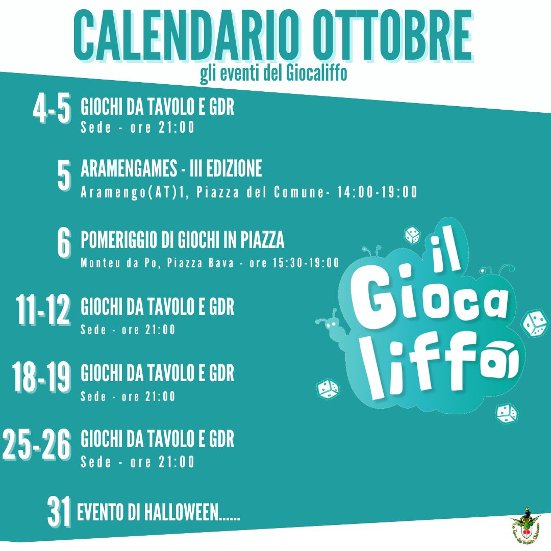 Calendario ottobre 2024